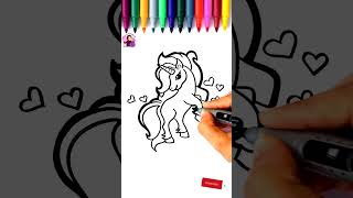 Easy Unicorn 🦄 Drawings for Kids  Cute Small Unicorn Easy Drawing Pencil or Marker DIY Art [upl. by Namyl]