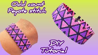 Peyote stitch braceletSimple elegant and easy to makeOdd countImpar peyote stitchDIY Tutorial [upl. by Sokul]