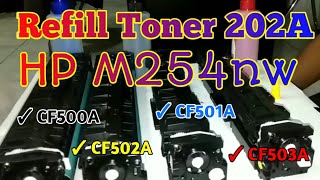 Cara Refill Toner 202A Printer HP M254nw Variant CF500A CF501A CF502A CF503A Tanpa Ganti Chip [upl. by Charis]