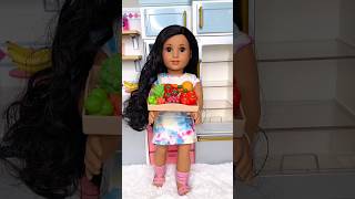 Doll Organize Food In The Refrigerator After Grocery Shopping Baby Doll Refrigerator Toys shorts [upl. by Haelahk493]