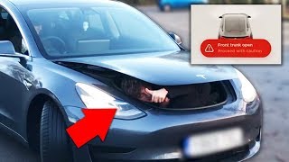 Can you drive a Tesla Model 3 with a Human in the frunk [upl. by Meave307]