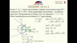 Zadanie 14 Matura z matematyki poziom rozszerzony Maj 2018 Geometria analityczna [upl. by Aisiat598]