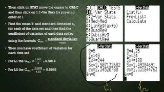 Coefficient of variation for more than one data set using TI 83TI 84 Calc [upl. by Ysor]