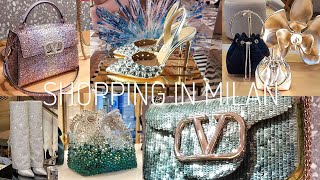 Shopping in Milan JIMMY CHOO VALENTINO YSL GUCCI DampG GIANVITO ROSSI Festive Collections Vlog [upl. by Yentihw]