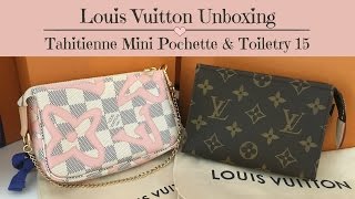 Louis Vuitton Unboxing  Tahitienne Mini Pochette amp Toiletry Pouch 15  Thinner Canvas [upl. by Lashondra182]