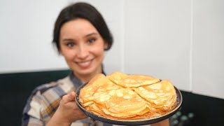 ПРОЩЕ рецепта не найдете САМЫЕ ТОНКИЕ вкусные блинчики на Масленицу Блины на молоке и воде [upl. by Territus]