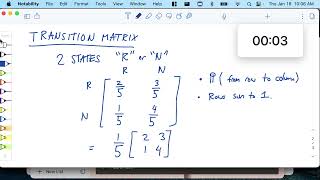 Two state Markov chain example and the steady state distribution  Intro to Markov Chains Lecture 3 [upl. by Alahcim377]