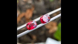 Vivid Red Natural Spinel Gemstone Pair [upl. by Justis]