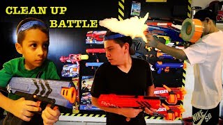 CLEAN UP BATTLE with NERF RIVAL GUNS [upl. by Hplodur422]