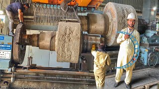 We repaired the bad bearing size of 10 ton roller which crushes the stone was a very dangerous job [upl. by Dennet]