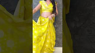 Silk saree draping in Gujarati style how to drape silk saree in different way [upl. by Savvas]