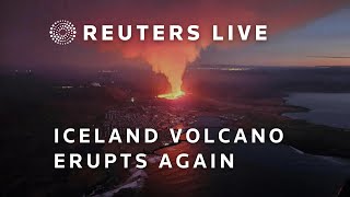 LIVE Iceland volcano erupts again  REUTERS [upl. by Boigie]