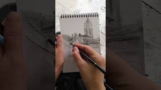 Sotto temporale Un rapido bozzetto a carboncino pleinair sketching sketchbook charcoalart [upl. by Ahsimot]