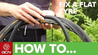 How To Fix A Flat Tyre  Fix A Road Bike Puncture [upl. by Arlin295]