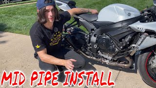 Suzuki Gsxr600 Mid Pipe Install With Exhaust Clips LOUD M4Exhaust [upl. by Fortune]