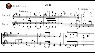 Reinhold Glière  12 Duos for 2 Violins Op49 No 1 1909 C [upl. by Anawek]