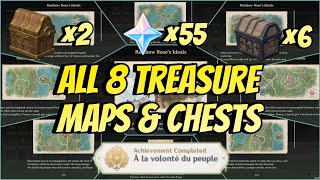 All 8 Treasure Maps and Chests  Rainbow Roses ideals  42 Fontaine Hidden Chests and Achievement [upl. by Storz]