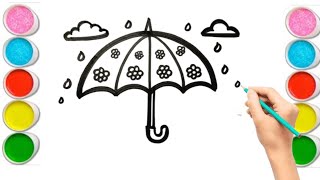 umbrella Drawing for kids  Umbrella drawing easy  Step by step tutorial  Kids Drawing umbrella [upl. by Busiek357]