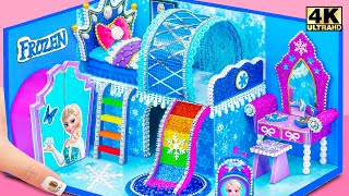 How To Make Frozen House With Cold Bedroom Rainbow Slide Pool From Cardboard ❄️ DIY Miniature House [upl. by Nylyak]