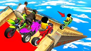 FRANKLIN TRIED IMPOSSIBLE LIMOUSINE CAR JUMP PARKOUR RAMP CHALLENGE GTA 5  SHINCHAN and CHOP GOKU [upl. by Eerdua]