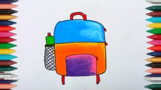 school bag drawing with colour [upl. by Sansone]