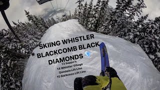 SKIING WHISTLER BLACKCOMB BLACK DIAMONDS VIA POVSeppos Whistler Gondola Lift Line amp Garbonzo LL [upl. by Newob]