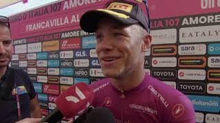 Jonathan Milan  Interview at the finish  Stage 11  Giro dItalia 2024 [upl. by Ilocin]