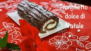 TRONCHETTO DOLCE DI NATALE cioccolato e arancia  Bûche de Noël  ricetta senza lievito [upl. by Anela]