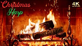 🔥 Christmas Fireplace w Peaceful Harp Christmas Music 🔥🎄 Instrumental Christmas Fireplace Ambience [upl. by Nanahs]