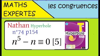 Terminale Maths ExpertesArithmétique et congruenceExercice 74 p 154 Nathan Hyperbole [upl. by Leahcimal]