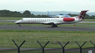 Loganair Embraer ERJ145 GSAJF Taxing Manchester EGCC [upl. by Annhej]