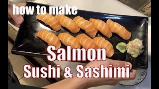 how to make salmon sushi and sashimi [upl. by Nnednarb966]