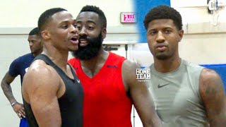 Russell Westbrook James Harden amp Paul George Go At It At Rico Hines UCLA Run [upl. by Novi]