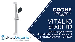 Zestaw prysznicowy z drążkiem 60cm CHROM VITALIO START 110 GROHE 27948001  SklepBateriepl [upl. by Watts]