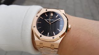 에스타임  STIME 오데마피게 로얄오크 로즈골드 블랙판 15500OR OO 1220OR 01  AUDEMARS PIGUET ROYAL OAK 15500OR [upl. by Schuler]