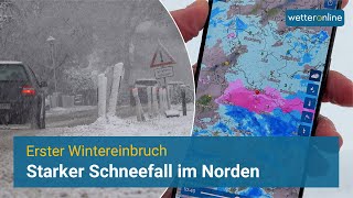 Kräftiger Schneefall im Norden Erster Wintergruß bei Hamburg [upl. by Atikim]