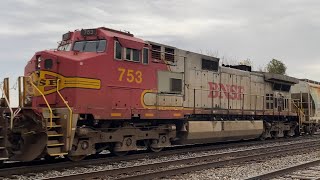 BNSF 753 Trails on a Manifest through Milmine IL [upl. by Normy919]