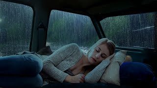 Deep Sleep with Rain Sounds on Camping Car Window  A Thunderstorm at Night for Fast Sleep [upl. by Flann]