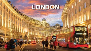 London Christmas Walking Tour  4K [upl. by Pattie402]