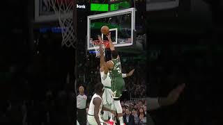 Horford blocks Giannis at the rim 1028 Celtics Vs Bucks highlight shorts nba celtics giannis [upl. by Persis561]