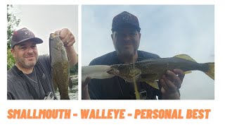 Summer Delaware River Fishing Smallmouth Bass  Personal Best Walleye [upl. by Loram]