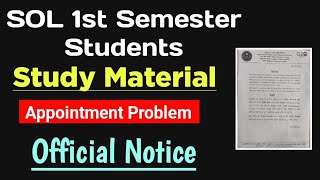 Official Notice For SOL First Semester Study Material Appointment 2023  Sol study Material 2023 [upl. by Lipkin]