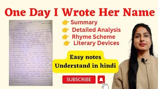 One Day I Wrote Her Name by Edmund Spenser  Summary  Detailed Analysis  Easy graduation notes [upl. by Aronson]