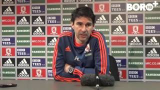 PRESS CONFERENCE  Aitor Karanka on Rotherham away [upl. by Arytas412]