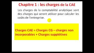 Comptabilité Analytique S3 partie 2 quot les charges de la CAE quot [upl. by Glinys]