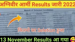 13 November आर्मी Results जारी  Army result 2022 agniveer  Agniveer Army Result Date 2022 Results [upl. by Acino]