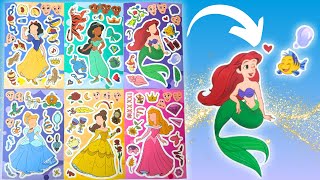 Disney Princess Make a Face Stickers DIY Sticker Activity with Ariel Cinderella disneyprincess [upl. by Oiznun]