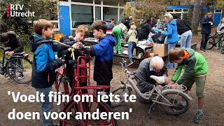 Kinderen knappen fietsen op voor azc  RTV Utrecht [upl. by Kcir]