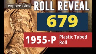 Coin Roll Hunt Reveal 679  1955P Plastic Tubed Roll [upl. by Amye410]