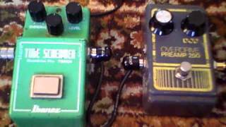 Vintage Ibanez Tube Screamer TS808 and vintage grey DOD 250 Preamp [upl. by Alpheus733]